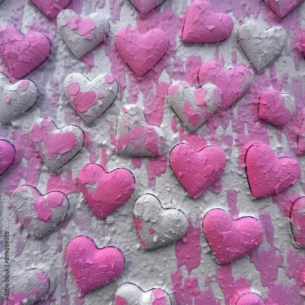 Obraz premium pink and red hearts, generative ai
