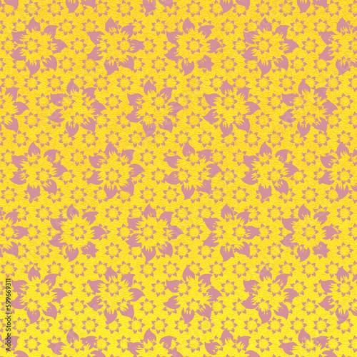 floral yellow background fabric  texture style illustration design 