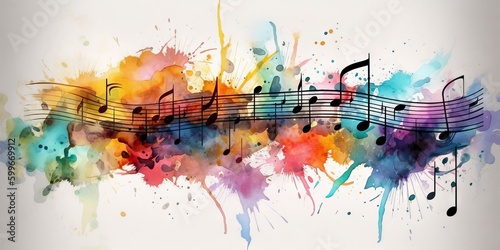 Vibrant Arabesque Music Notes and Splatters, Generative AI