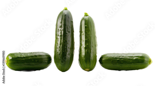 cucumbers, garden-themed, photorealistic illustration on a transparent background cutout in PNG. Generative AI