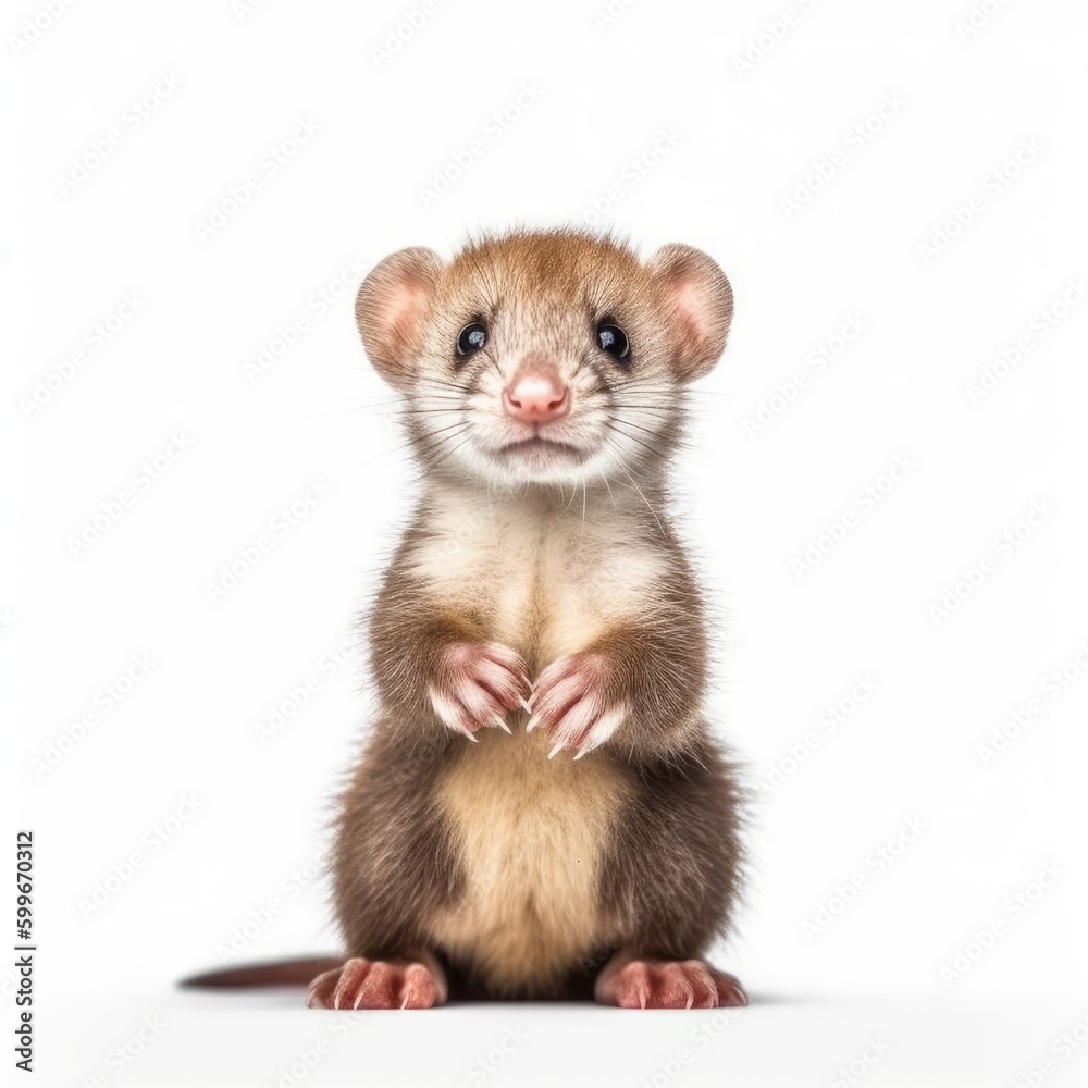 Baby Ferret isolated on white (generative AI) Baby Ferret isolated on white (generative AI)