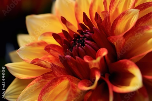 close up of orange dahlia flower