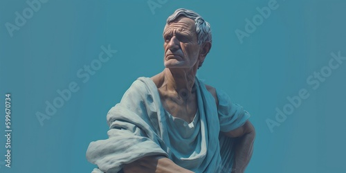 Lucius Annaeus Seneca, a prominent Roman philosopher, statesman, and tragedian. Known for his stoic philosophy and insights on life and death. Generative AI photo