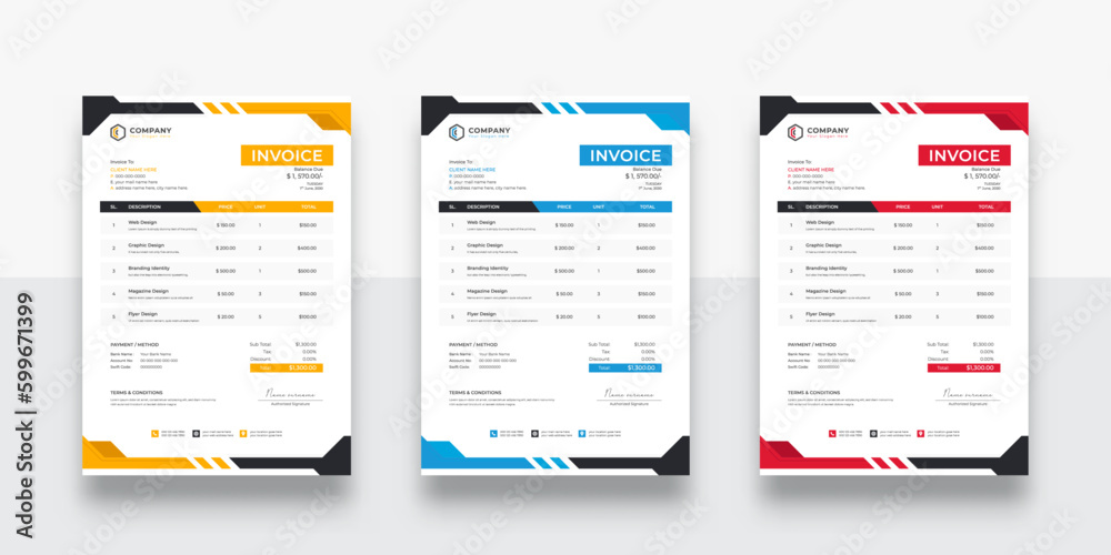 Abstract modern colorful business invoice template. creative invoice ...