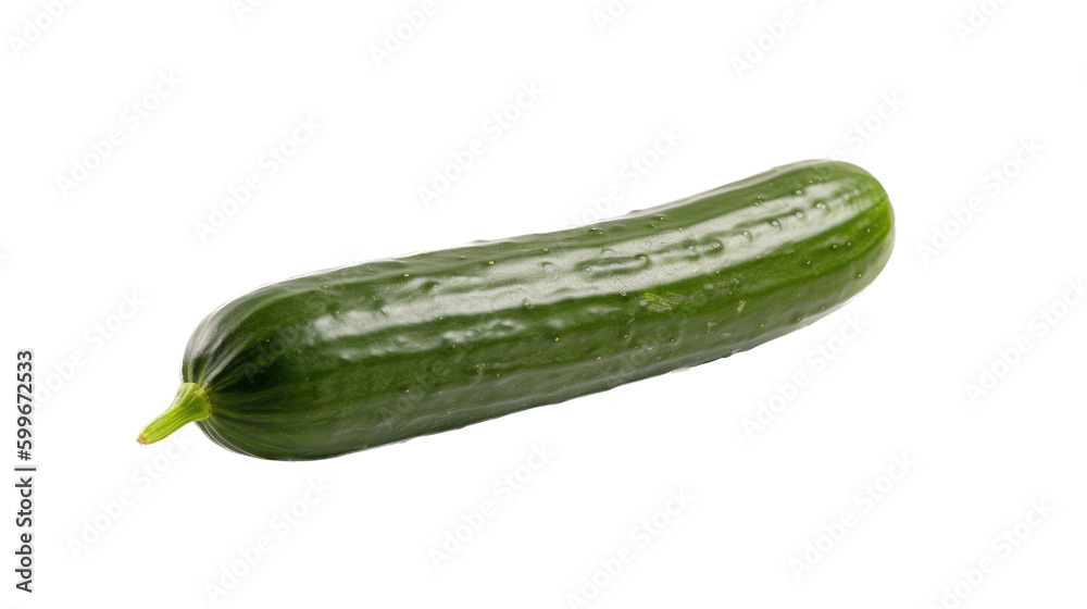 an isolated single cucumber, garden-themed, photorealistic illustration on a transparent background cutout in PNG. Generative AI an isolated single cucumber, garden-themed, photorealistic illustration on a transparent background cutout in PNG. Generative AI
