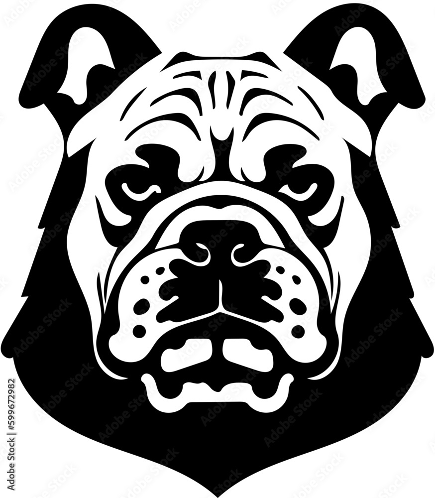 Mascot logo of a bulldog in black and white, vector illustration of a pet dog Mascot logo of a bulldog in black and white, vector illustration of a pet dog