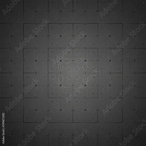 Pattern consisting of reflected motifs on a bright dark gray background