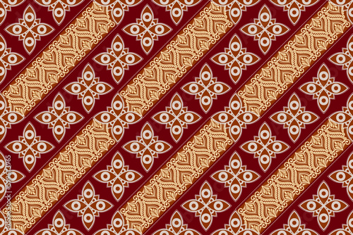 Vector vintage traditional batik seamless pattern. Indonesian batik with the Batik Kawung motif.