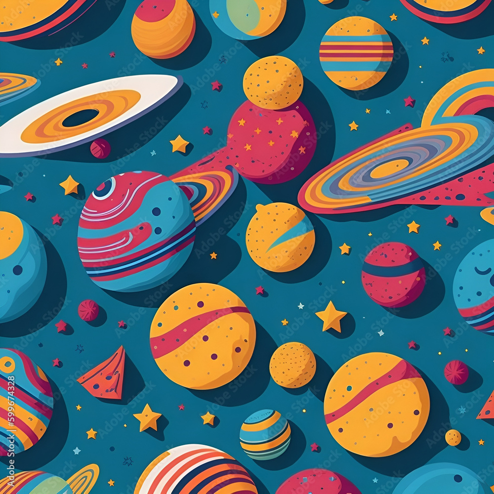 Seamless patterns of planets and stars, cosmic design Seamless patterns of planets and stars, cosmic design