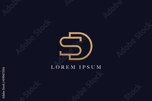 SD letter golden company logo design, sd golden minimal, sd initials, sd typo 