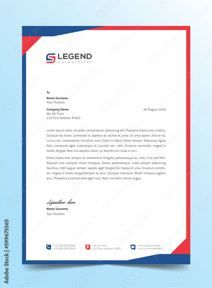 Clean and professional corporate company business letterhead template design with color variation bundle Clean and professional corporate company business letterhead template design with color variation bundle