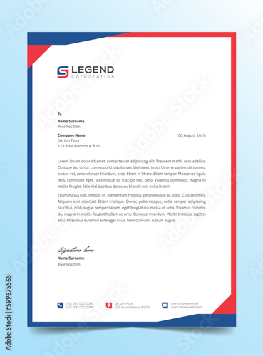 Clean and professional corporate company business letterhead template design with color variation bundle