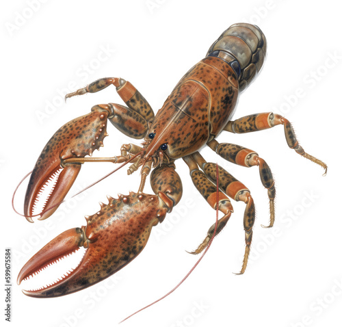an isolated Maine Lobster, Food-themed, photorealistic illustrations on a transparent background cutout in PNG