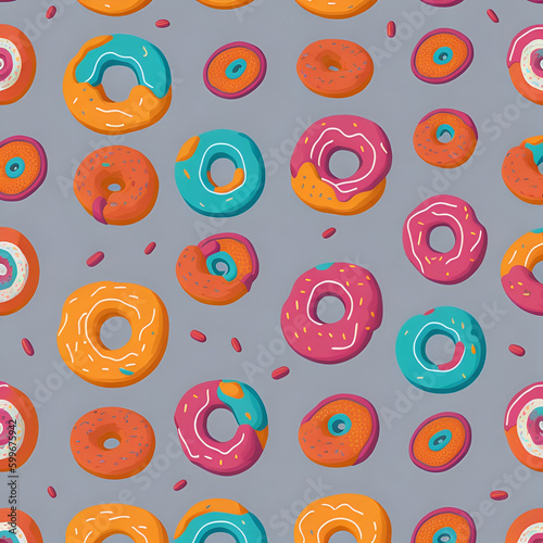 Donuts Seamless patterns, repeating patterns design, fabric art, flat illustration