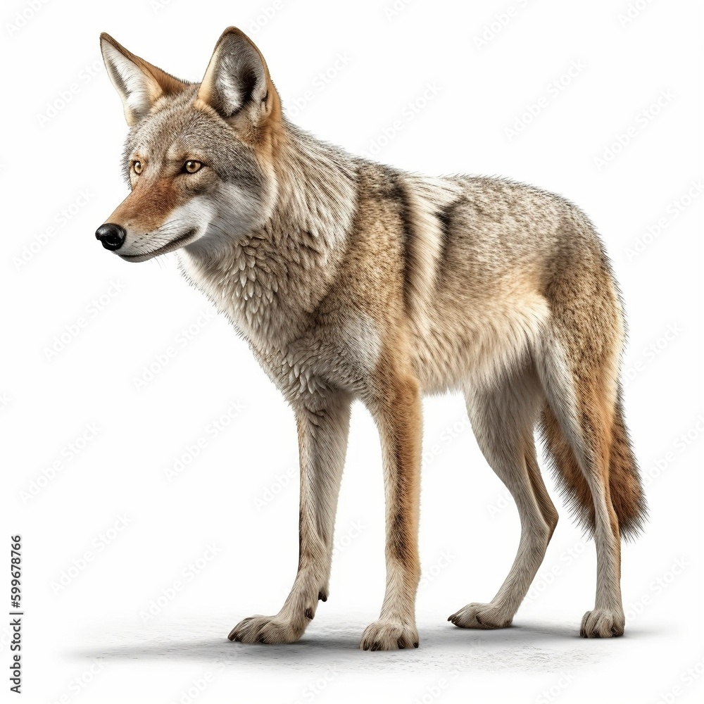 Coyote isolated on white background (Generative AI) Coyote isolated on white background (Generative AI)