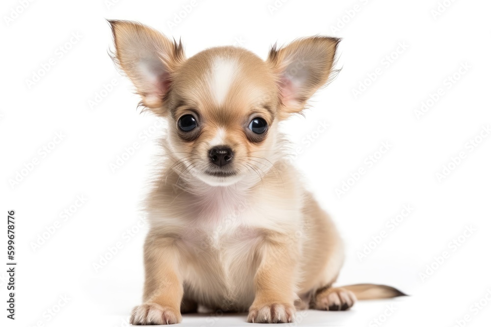 Chihuahua Dog Puppy On White Background, Full Body. Generative AI
