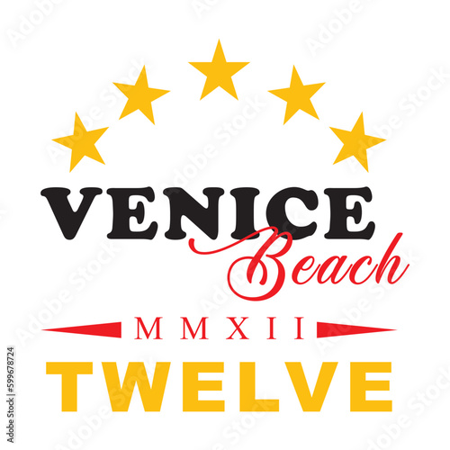 Venice beach, MMXII, twelve, five stars. Fashion Design, Vectors for t-shirts and endless applications.