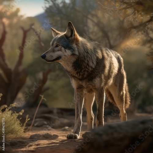 Wolf in natural habitat (generative AI)