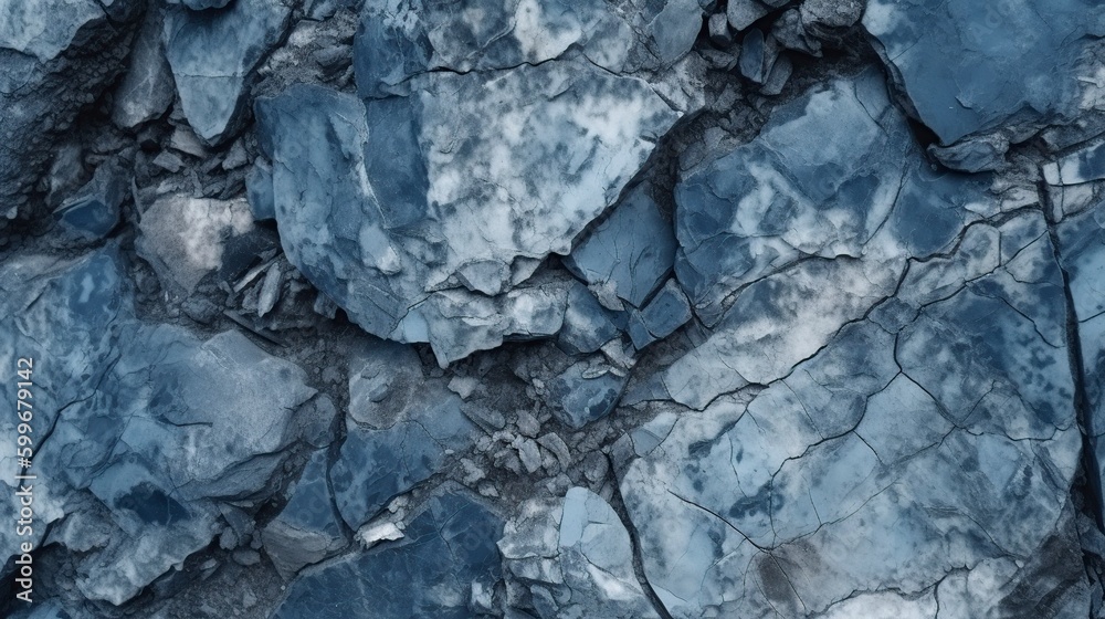 illustration, rough mountain blue tone rock texture, ai generative