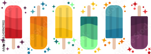 Rainbow Popsicle Icon Illustration
