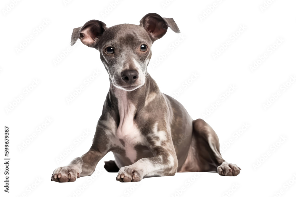 Italian Greyhound Dog Puppy, Full Body. Isolated On A Transparent Background, Png. Generative AI