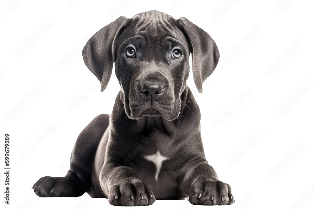 Great Dane Dog Puppy, Full Body. Isolated On A Transparent Background, Png. Generative AI