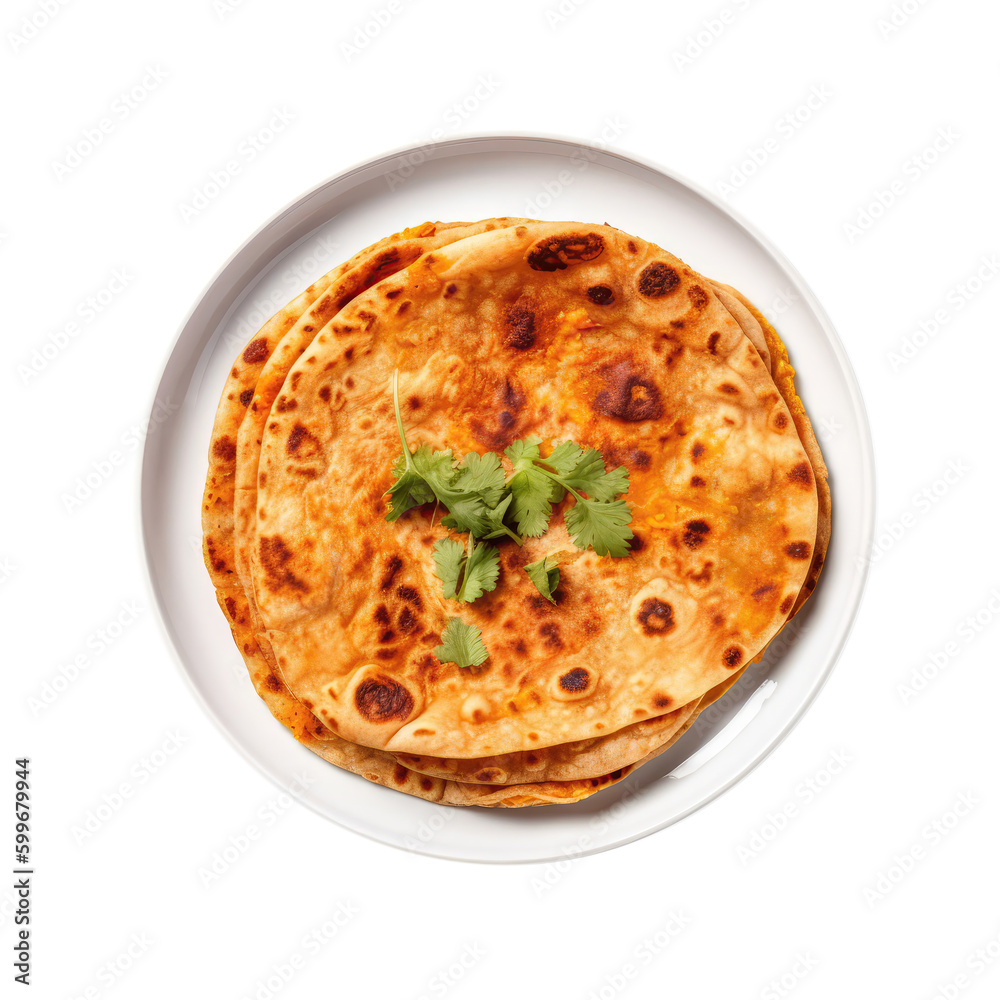 Tandoori Roti Indian Dish On White Plate. Isolated On A Transparent Background, Png. Generative AI Tandoori Roti Indian Dish On White Plate. Isolated On A Transparent Background, Png. Generative AI