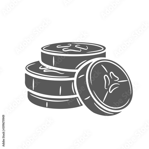 Banana pieces in stack glyph icon vector illustration. Stamp of tropical peeled fruit cut into slices and circles, banana ingredient for cooking smoothies and for eating on summer vegetarian dessert