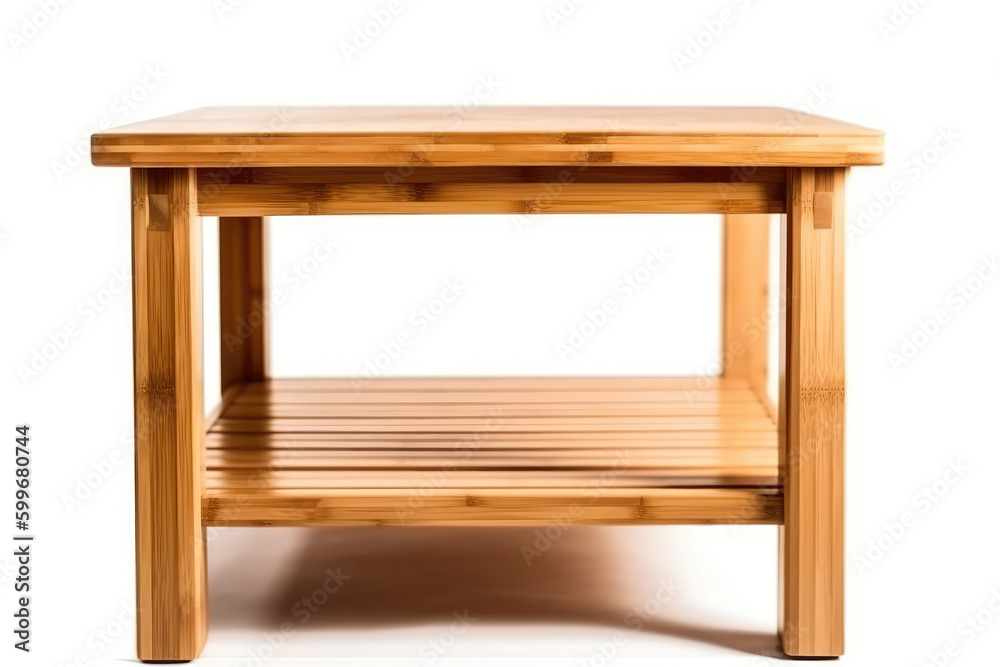 Table Wooden On White Background. Generative AI Table Wooden On White Background. Generative AI