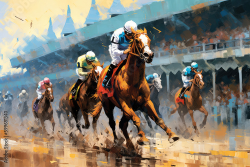 Kentucky Derby promotional image for advertising horse racing - made with generative ai