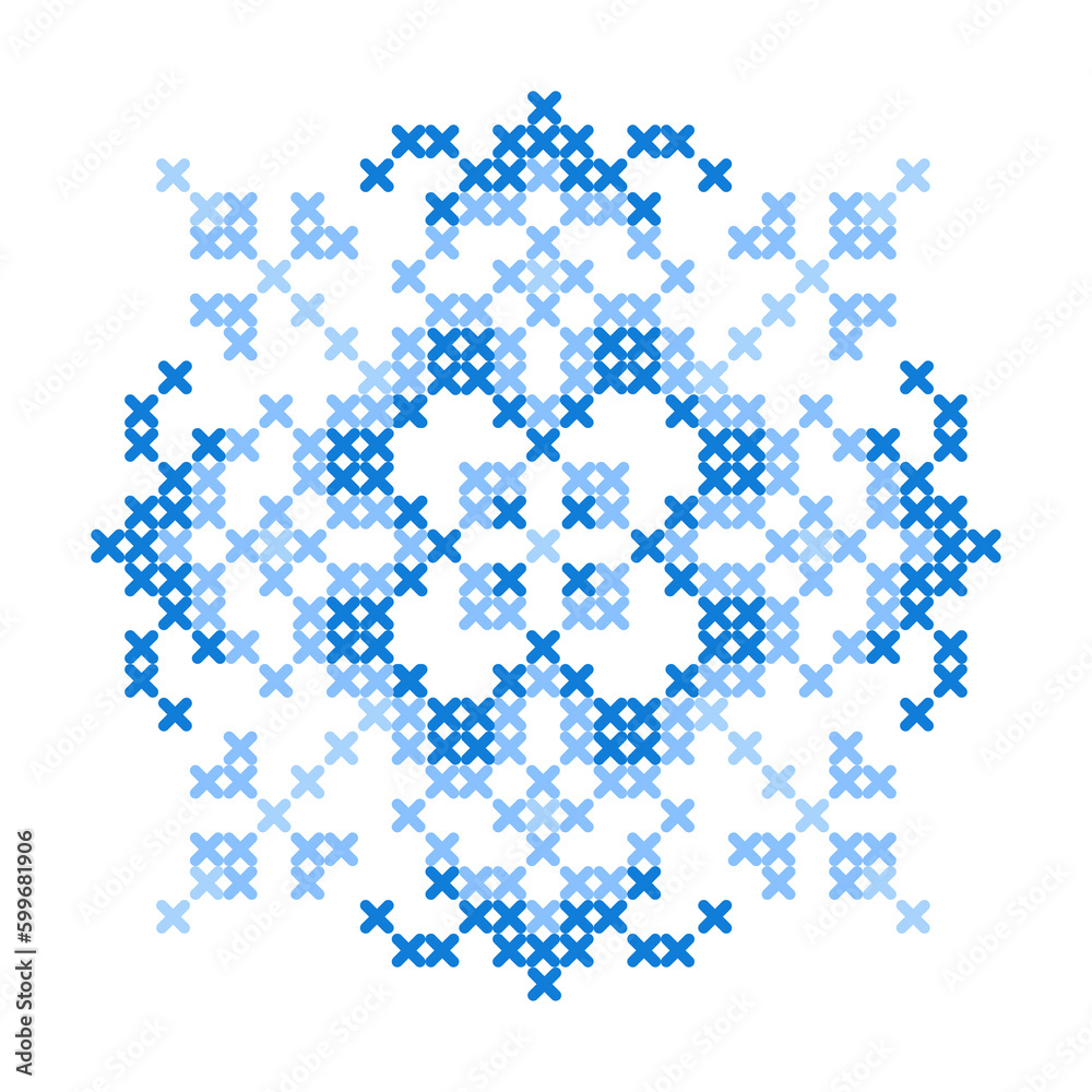 Folk pattern cross stitch snowflake or flower Folk pattern cross stitch snowflake or flower