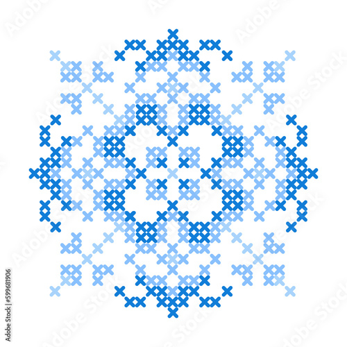 Folk pattern cross stitch snowflake or flower
