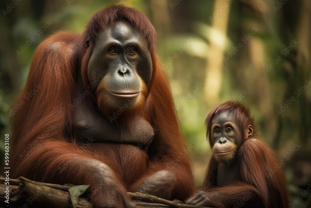 Endangered Species Protection Mother And Baby Endangered Animal In Protected Area. Generative AI Endangered Species Protection Mother And Baby Endangered Animal In Protected Area. Generative AI