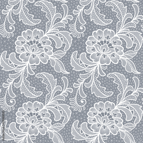 White fine elegance lace texture with seamless beautiful vintage flowers.Vector vintage floral abstract pattern for background and wallpaper