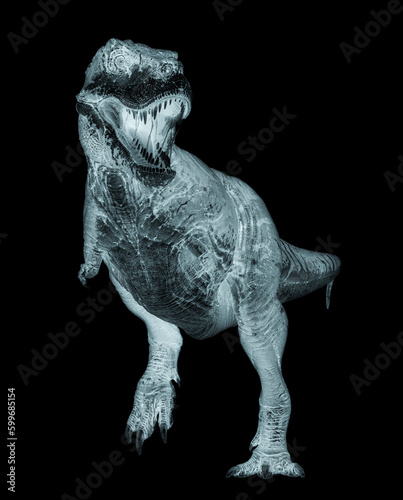 tyrannosaurus rex is standing up in white background