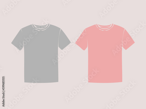 blank t shirt template. pink and grey t-shirt vector.