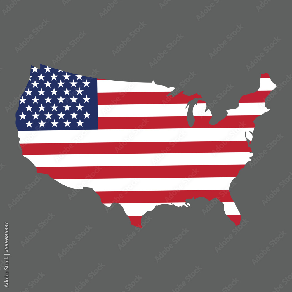 United states vector map with the flag inside.