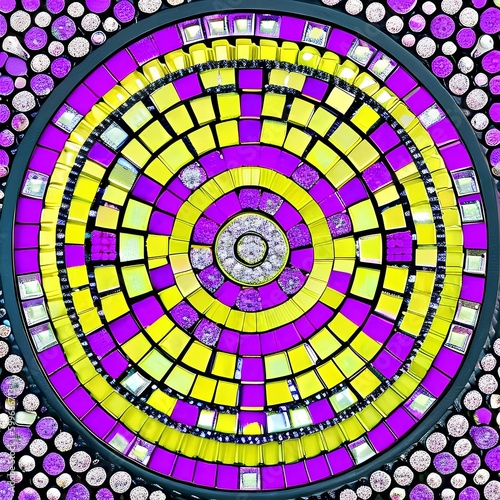 A grid of diamonds in shades of pink and purple, with a central circle shape in white3, Generative AI photo