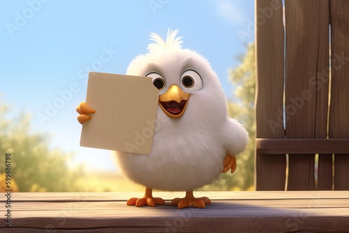 Cute Cartoon Chicken Holdin...