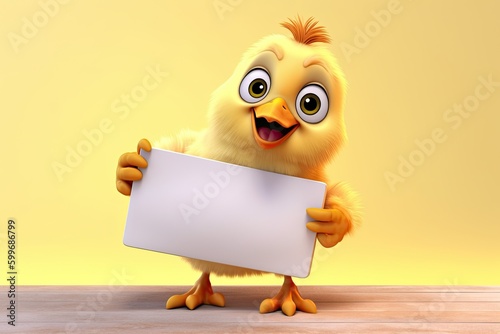 Cute Cartoon Chicken Holdin...