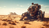 destroyed robot in desert