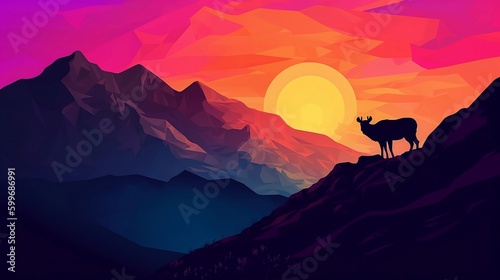 Berglandschaft zum Sonnenaufgang - AI © Sebastian