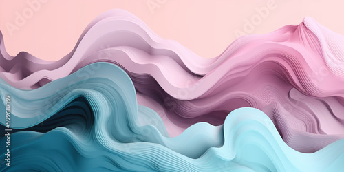 Abstract pastel colors 3d background. 3d wave banner. generative ai. Abstract three-dimensional background in soft pastel colors