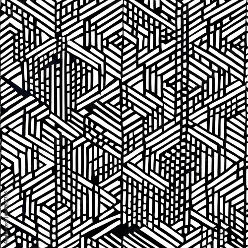 A bold pattern of black and white diamonds intersecting at sharp angles3, Generative AI © Ai.Art.Creations