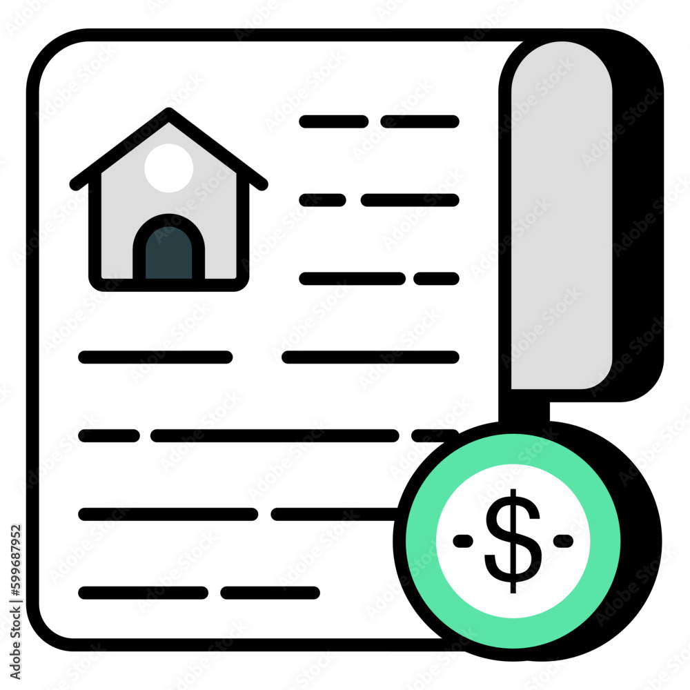 A unique design icon of property paper A unique design icon of property paper