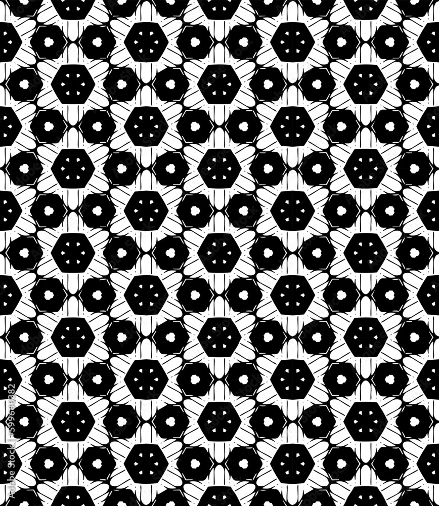 Black and white seamless abstract pattern. Background and backdrop. Grayscale ornamental design. Mosaic ornaments. Vector graphic illustration. EPS10. Black and white seamless abstract pattern. Background and backdrop. Grayscale ornamental design. Mosaic ornaments. Vector graphic illustration. EPS10.