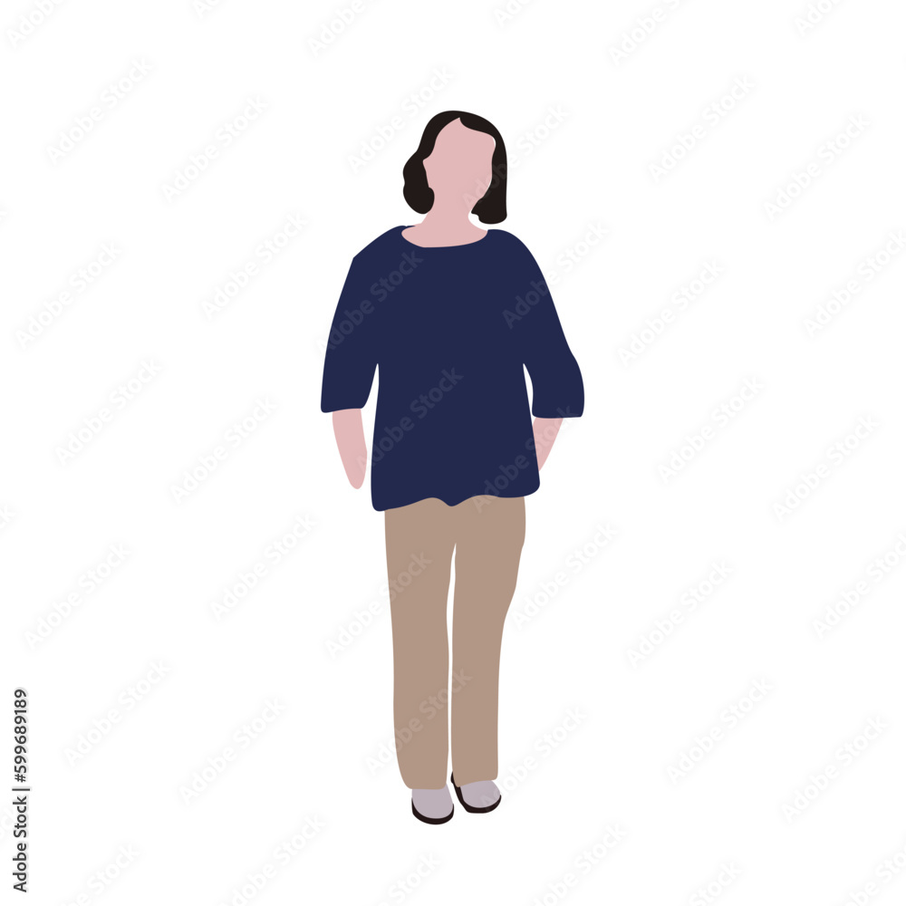 Fototapeta premium Vector drawing of a running woman in summer clothes. Flat image. City infographics