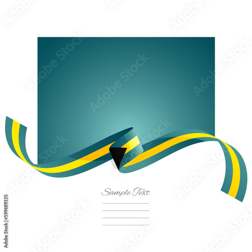 Bahamas flag vector. World flags and ribbons. Bahamian flag ribbon on abstract color background