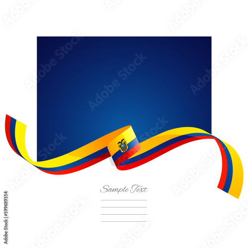 Ecuador flag vector. World flags and ribbons. Ecuadorian flag ribbon on abstract color background