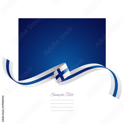 Finland flag vector. World flags and ribbons. Finnish flag ribbon on abstract color background
